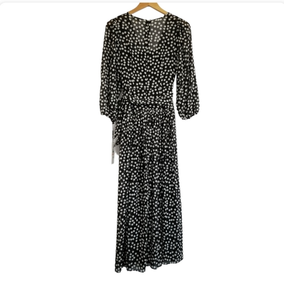 NWT Calvin Klein Black White Polka Dot Maxi Dress Size 2 - Picture 6 of 10